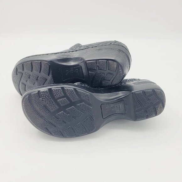 BOC Born Concept Black Leather Slip On Embossed Clogs Women's BC4630 Size 8 / 39 - Picture 5 of 12